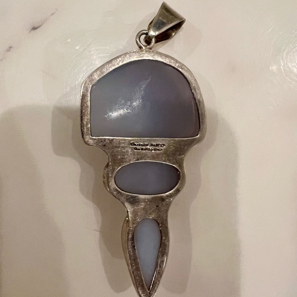 Charles Albert chalcedony and druzy necklace pendant - Picture 2 of 4